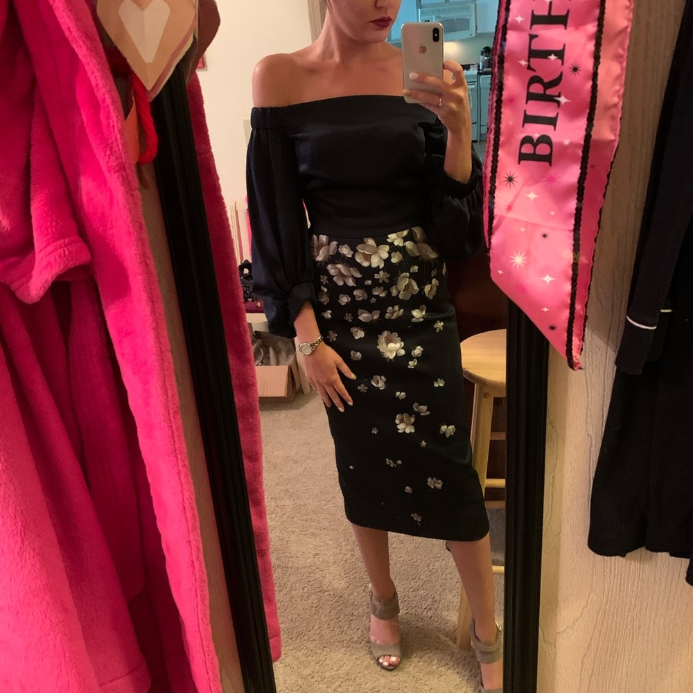 Ted Baker London Blue Floral Midi Dress